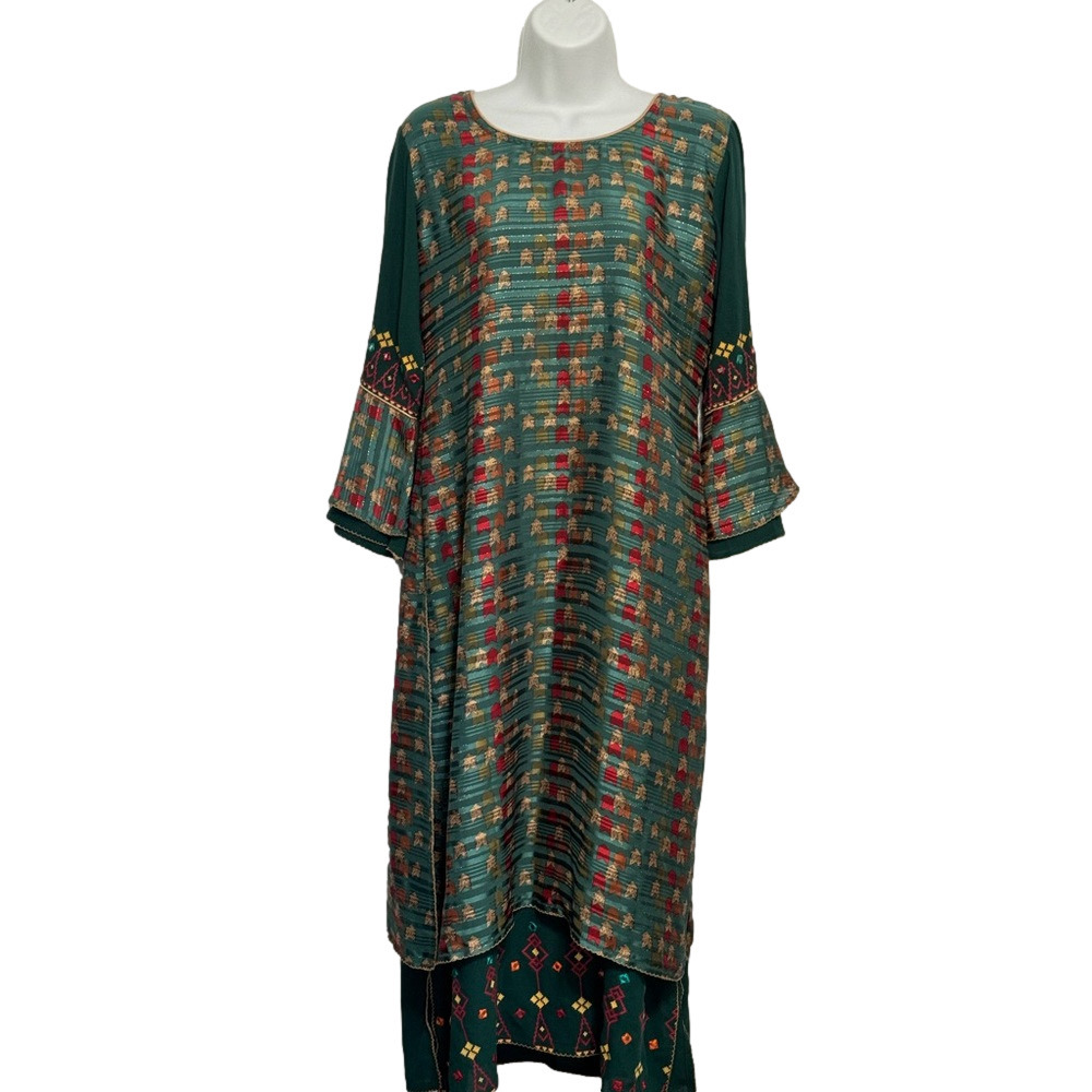Le Reve All-Over Printed Flared Long Tunic Kurti Size Large - Picture 6 of 11